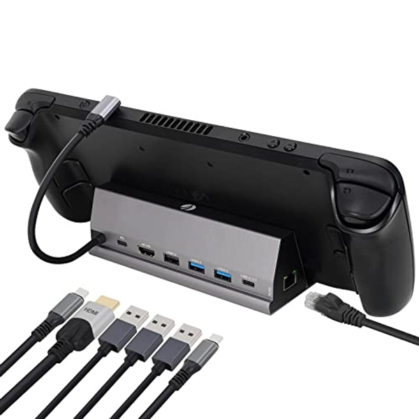 VCOM Docking Station Compatible with Steam Deck, 7-in-1 Steam Deck Dock with 4K@60Hz HDMI, Gigabit Ethernet, Dual USB-A 3.0, USB-A 2.0 and Full Speed USB-C 100W Input Compatible with Valve Steam Deck