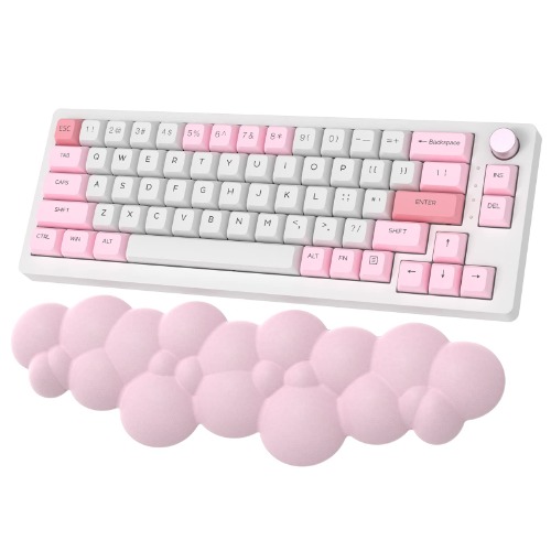 MANBASNAKE Keyboard Wrist Rest,Memory Foam Wrist Pad Smooth Fiber Hand Rest for TKL Keyboard,Ergonomic Nonslip Comfortable Cushion Set,Typing Pain Relief,Support for Office,PC Gaming,Laptop,Mac(Pink) - Pink