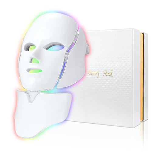 Blue Red Light Therapy Mask for Face, 7 Colors LED Face Mask Light Therapy, Led Face Mask Light Therapy At Home - White 076