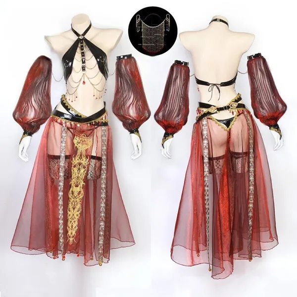 PRE-ORDER Premium: "Shake your body like" Belly Dancer Costume - M+ / Red