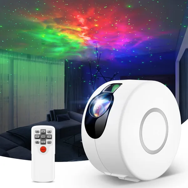 Star Projector,LED Galaxy Projector Light with Nebula,Night Light Projector with Remote Control for Kids Baby Adults Bedroom/Party/Game Rooms/Home Theatre/ and Night Light Ambience (White)