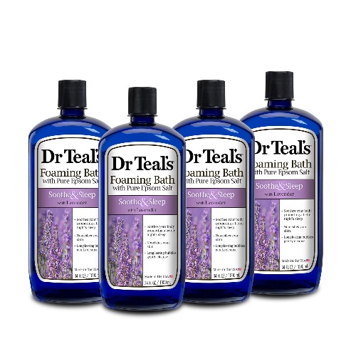 Dr Teal's Foaming Bath with Pure Epsom Salt, Soothe & Sleep with Lavender, 34 fl oz (Pack of 4) - Pack of 4