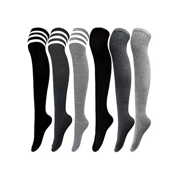 
                            Aneco 6 Pairs Over Knee Thigh Socks Knee-High Warm Stocking Women Boot Sock Leg Warmer High Socks for Daily Wear, Cosplay
                        