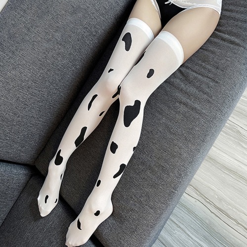Cow Thigh Highs Costume Accessory - White / One Size