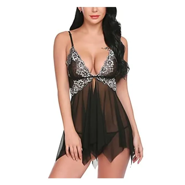 
                            Avidlove Women Lace Lingerie Front Closure Babydoll V Neck Nightwear Sexy Chemise Nightie
                        