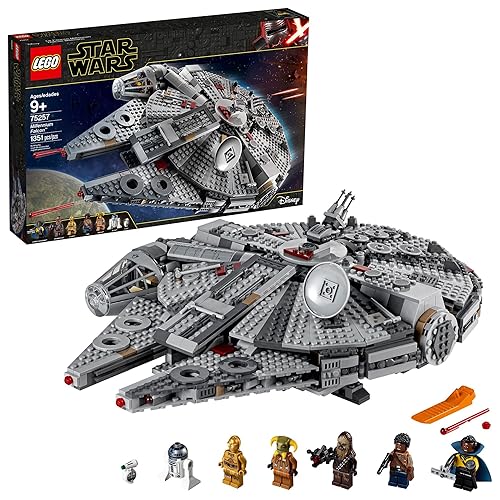 LEGO Star Wars Millennium Falcon 75257 Building Set - Starship Model with Finn, Chewbacca, Lando Calrissian, Boolio, C-3PO, R2-D2, and D-O Minifigures, The Rise of Skywalker Movie Collection - Multi