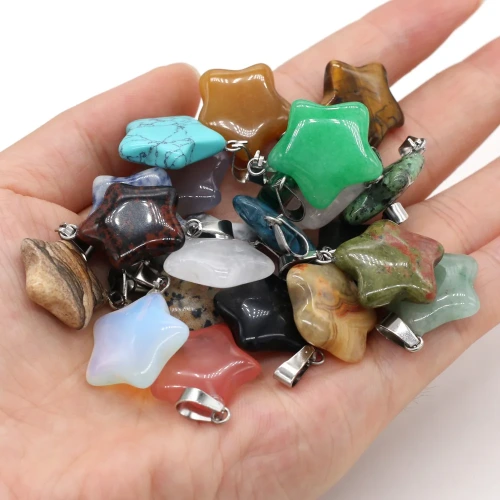 Natural Stone Pendant Rose Quartzs Agate Unakite Pentagram Shape Charms For Making DIY Jewelry Necklace Bracelet Size 20x20mm - AliExpress 36