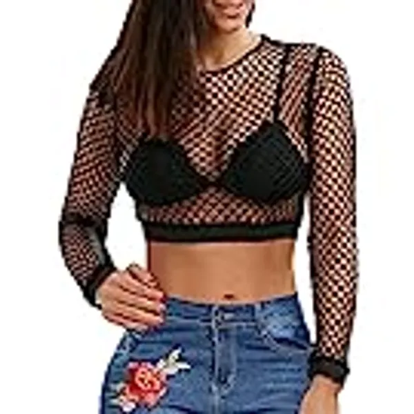 Nihsatin Gothic Punk Distressed Cut Out Net Knit Jumper Cold Shouler Ripped Sweaters