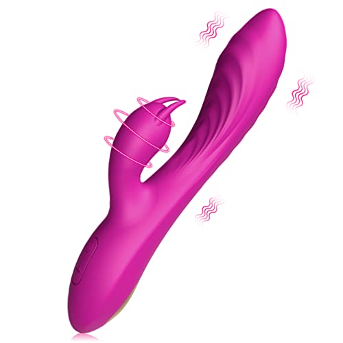 G Spot Rabbit Vibrator Clitoral Adult Sex Toys with Bunny Ears for Clitoris Stimulation, Waterproof Vibrating Dildo Sex Toys for Women, Men and Couple (Purple) - Purple