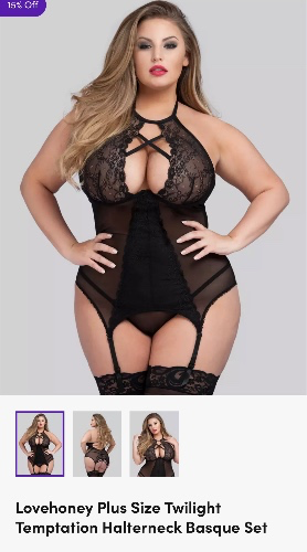 Lovehoney Plus Size Twilight Temptation Halterneck Basque Set