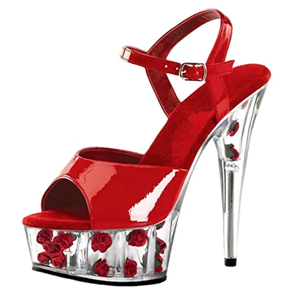 SHbfyFU 15CM/5.91IN Women Solid Color Sexy Stiletto high Heels Sandal Court Shoes Ladies high Heels Sexy Pole Dancer Stripper Heel Stiletto Party Sandals