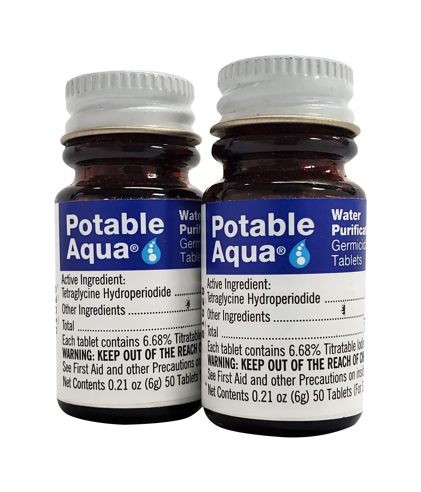 Potable Aqua Water Purification, Water Treatment Tablets - 50 count Twin Pack