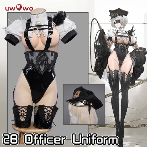 【In Stock】Uwowo Nier: Automata 2B Officer Uniform Sexy Fanart Cosplay Costume - 【In Stock】Set A (Costume+Hat） 2XL