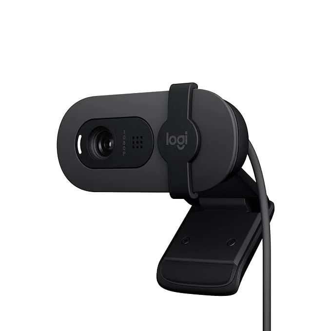 Logitech Brio 100 Full HD Webcam for Meetings and Streaming, Auto-Light Balance, Built-in Mic, Privacy Shutter, USB-A, for Microsoft Teams, Google Meet, Zoom and More- Graphite : Amazon.in: Computers & Accessories