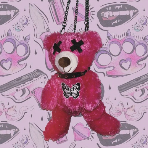 Gothic Butterfly Pink Bear Backpack