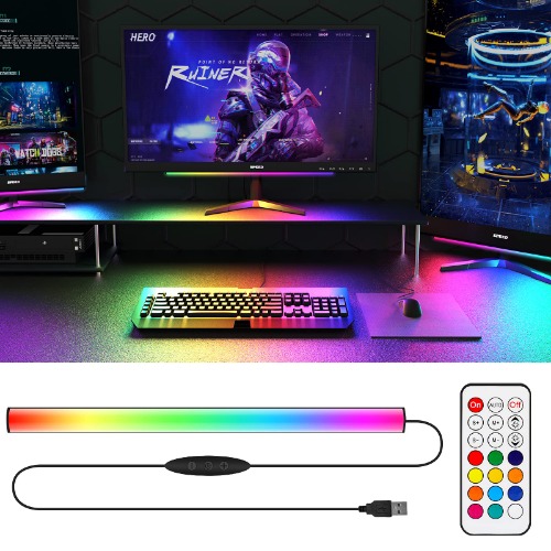 WILLED Under Monitor Light Bar, RGBIC Dreamcolor Ambient Gaming Lights, Ambiance Backlights with Remote Controller, 5V USB Powered, for Gaming, PC Setup, Desk Stand, Room Decoration