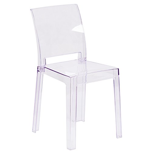 Flash Furniture Emilie Ghost Chair with Square Back in Transparent Crystal - Set of 1