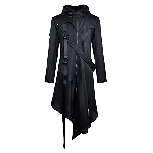 Drofe Retro Victorian Steampunk Medieval Jacket Coat Gothic Costume Halloween - Black - XX-Large