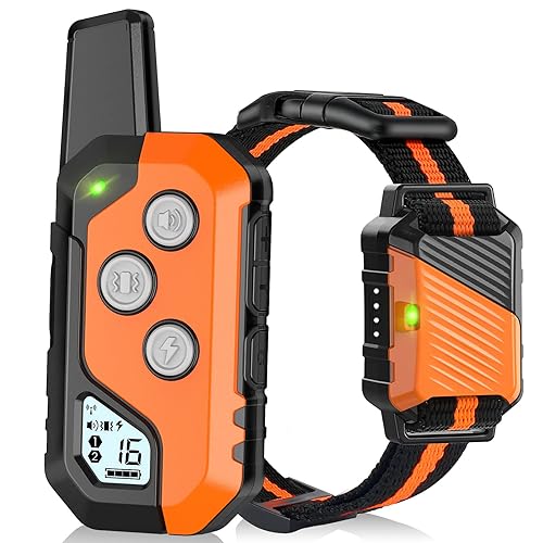 PIOUNS Dog Training Collar, IP67 Waterproof Dog Shock Collar with Remote Control, 3 Training Modes, Shock, Vibration and Beep, Rechargeable Electric Shock Collar for Large Medium Small Dogs - 1 Pack - Orange