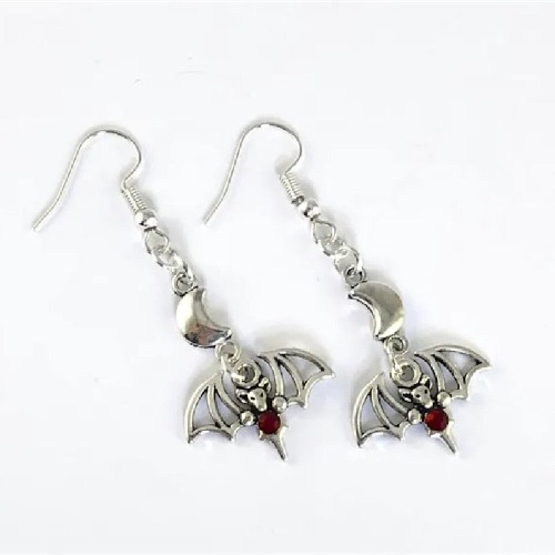 Jeweled Bat Drop Earrings