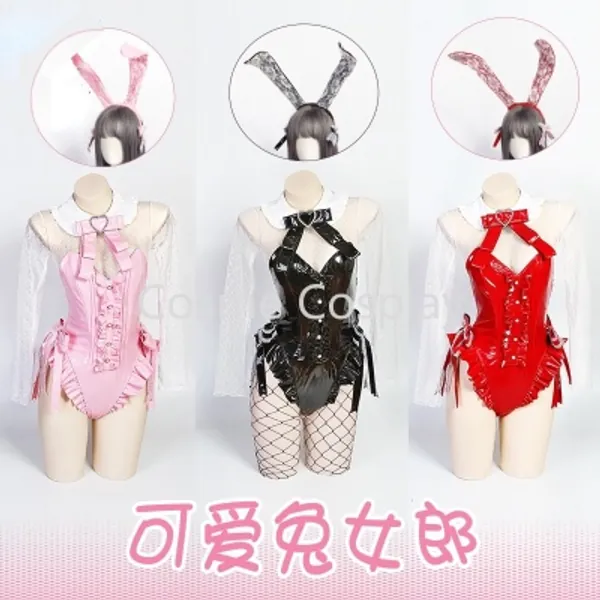 85.0US $ |Anime Cosplay Costume Christmas Gift New Year Costumes Leather Sexy Snow Cos Bunny Leather Leotard Bunny Girl Rabbit Paint Cute| |   - AliExpress