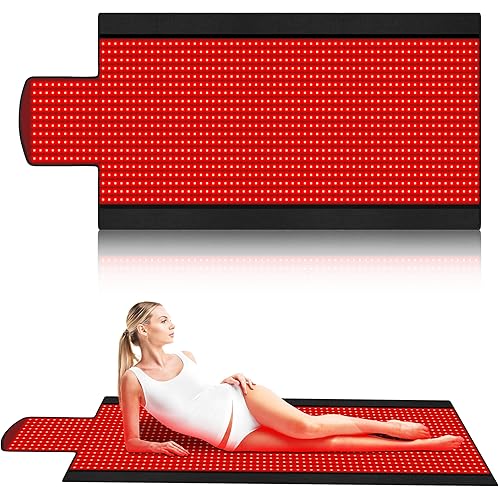 New Double Pulses Red Light Therapy Mat for Full Body Pain Relief, Equipped with 1370 Dual-Wavelength Red Light Therapy and Infrared LED Beads 71.4 * 33.0 Inch, 5 Level Regulation (Black) - Black - 71.4 * 33.0 in