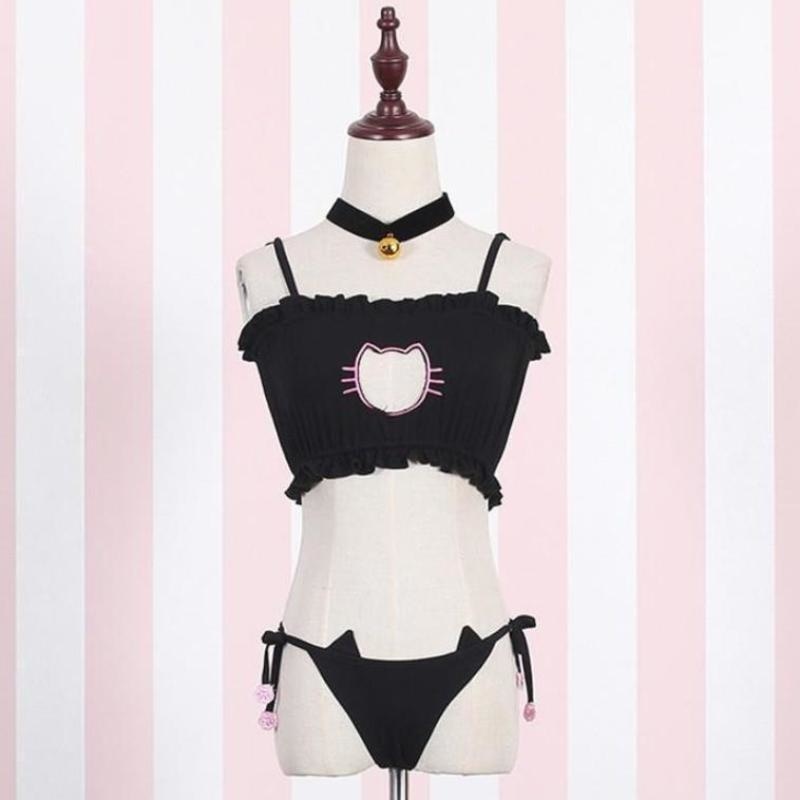 Peekaboo Neko Lingerie Set - Black Neko Set