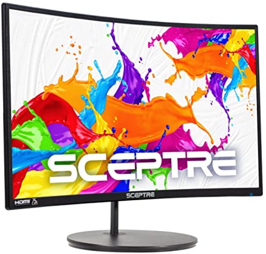 Sceptre Curved 24" FHD 1080p Gaming Monitor 75Hz HDMIx2 VGA 98% sRGB R1500 Build-in Speakers, Machine Black 2022 (C249W-1920RN Series) - 24" R1500 Curved 75Hz Gaming - Monitor