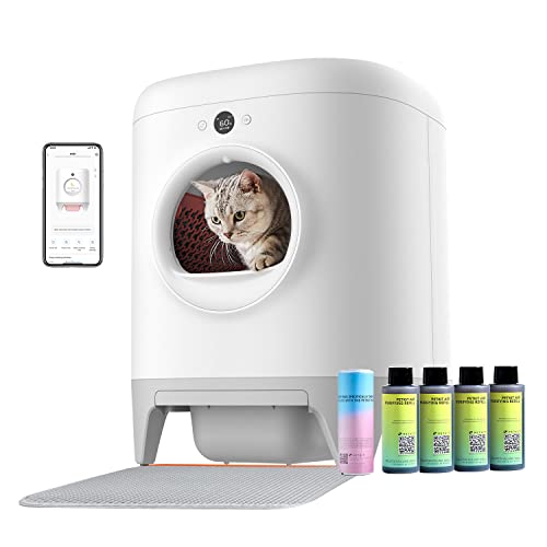 PETKIT PuraX Self-Cleaning Litter Box, Scooping Free and Automatic for Multiple Cats with Mat, xSecure/Odor Removal/APP Control - White - 19.84*20.94 *25.42 inch