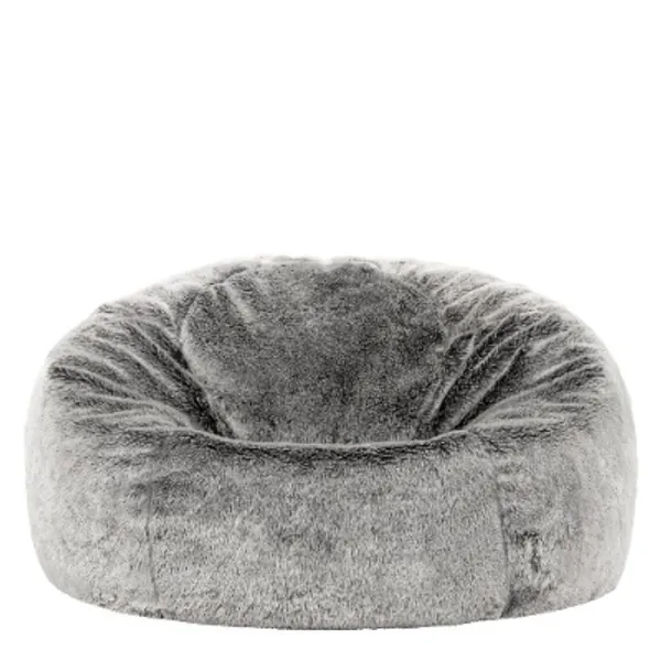 icon Kenai Faux Fur Bean Bag Chair, Arctic Wolf Grey, Luxury Fluffy Bean Bags Adult, Large Bean Bags with Filling Included, Room Decor Lounge Chair Beanbag, Living Room Bean Bag Chairs Adult