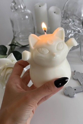 Ghost Kitty Candle | One Size / White / 100% Palm Wax