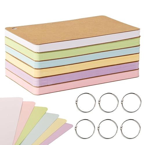 ZMCYN 360 PCS 4x6 Inch Blank Flash Index Cards, Colorful Flash Cards Single Hole Punched with 6 Rings, Assorted Colored Flashcards Study Note Cue Cards for Office School Learning