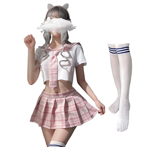 Schoolgirl Outfits Japanese Plaid Pleated Skirt JK Uniform Cosplay Lingerie
