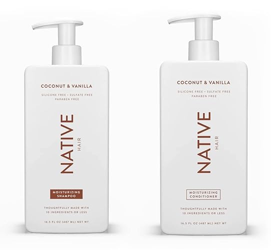Native Shampoo and Conditioner Set | Sulfate Free, Paraben Free, Dye Free, with Naturally Derived Clean Ingredients| 16.5 oz (Coconut & Vanilla, Moisturizing), 2, 1.3 ounces - Coconut & Vanilla