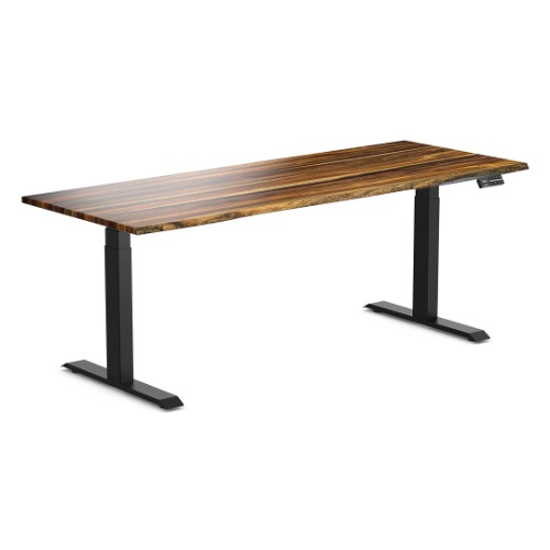 Desky Dual Hardwood Sit Stand Desk | Pheasantwood / 2000x750mm / Matte Black
