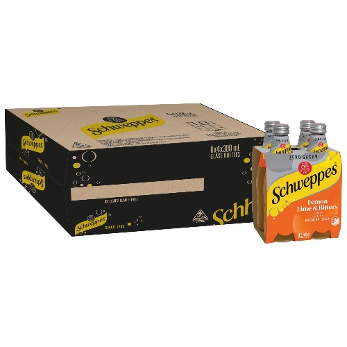 Schweppes Zero Sugar Lemon Lime and Bitter Mixer Drink, 4 x 300 ml (Pack of 6)