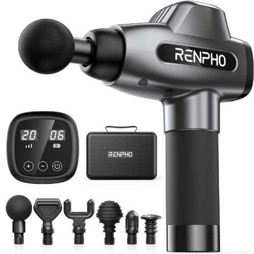 RENPHO Massage Gun, Muscle Massager, Powerful Percussion Massager Handheld with Portable Case for Athletes, Back Neck Shoulder Soreness Stiffness Knots Tension Cramp Relief