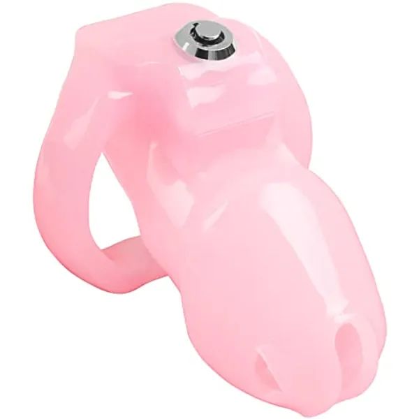 Fancalen HT-V5 Male Chastity Cage Leightweight Chastity Device Resin Ergonomic Breathable Chastity Devices with Latest Button Lock and Exclusive Keys Standard (1.77" Ring(45mm), Pink) - 1.77" Ring(45mm) - Pink