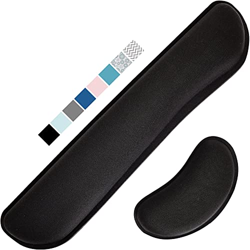 Gorilla Grip Silky Gel Memory Foam Wrist Rest for Computer Keyboard, Mouse, Ergonomic Design for Typing Pain Relief, Desk Pads Support Hand and Arm, Mousepad Rests, Stain Resistant, 2 Piece Pad, Black - Black