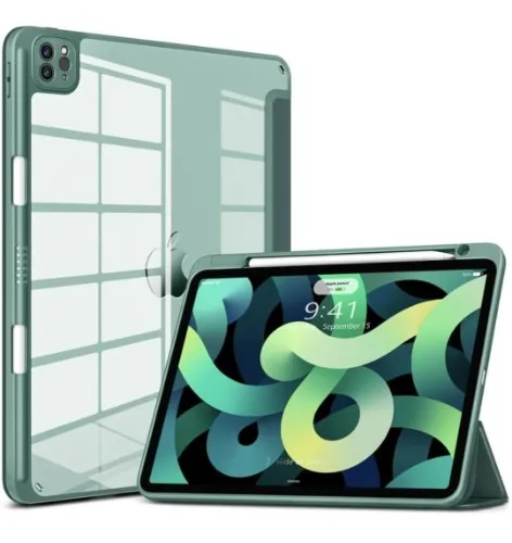 DTTOCASE for iPad Pro 11 Inch Case, iPad Air 5th / 4th Generation 10.9 Inch (2022/2020) Case with Transparent Back Cover,Built-in Pencil Holder,Auto Sleep/Wake,Camera Protection,Pine Green
