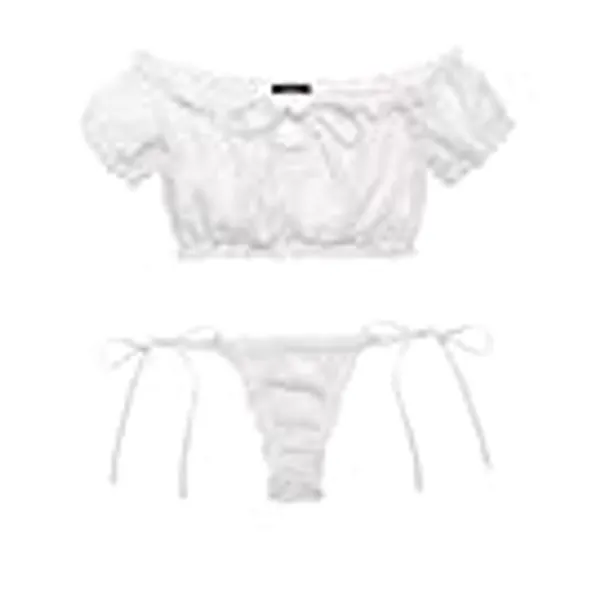 Avidlove Bra and Panty Set Ruffle Lingerie Set Mesh Babydoll Chemise