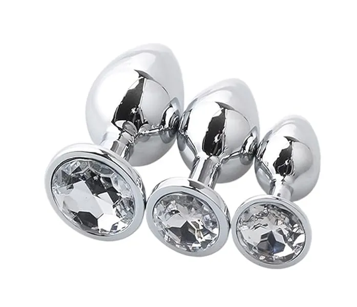 MJHEPF 3PCS Anal Plug Heart Stainless Steel Crystal Anal Plug Butt Plug Anal Sex Toys Prostate Massager (Color : Clear)