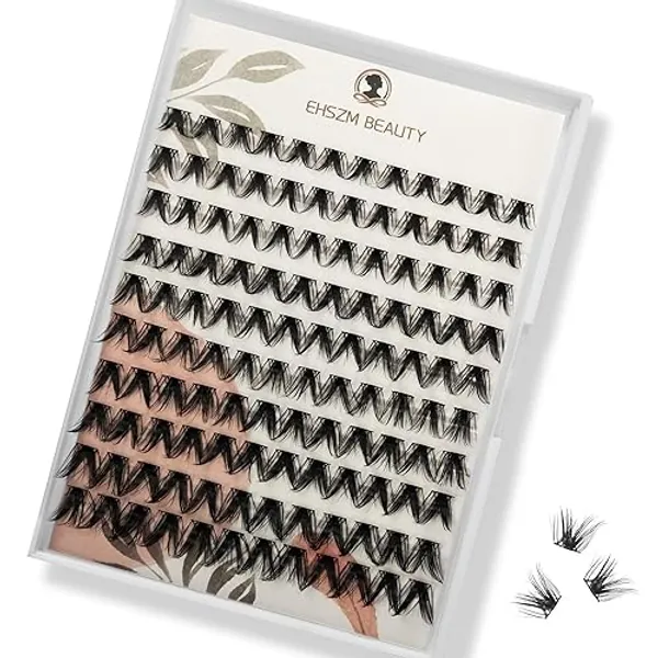Wispy lash Clusters, D-Curl Individual Lash Extensions Ultra Soft & Feathery Natural-Looking, Lightweight lashes & Easy to Apply with Spike Effect from Premium [EHSZM Beauty]