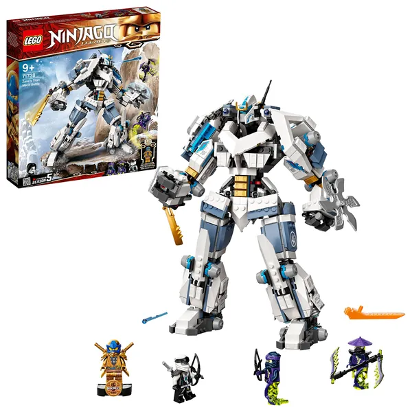 LEGO 71738 NINJAGO Legacy Zane’s Titan Mech Battle, Action Figure Ninja Toy with Golden Jay Minifigure and Ghost Warriors, Gifts for Kids, Boys & Girls