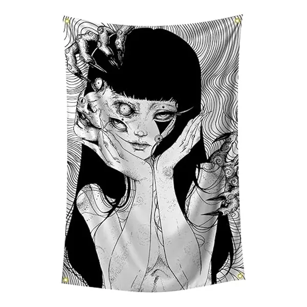 owupIa Horror Comics Poster Decorative Tapestry 2x3ft Double-Stitched Polyester Fade Proof Decorations