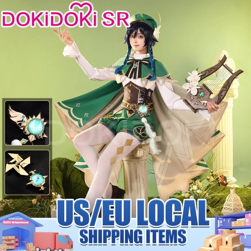 【US/EU LOCAL SHIPPING 】【Size S-2XL】DokiDoki-SR Game Genshin Impact Cosplay Venti Costume | 【For CZ/GE/AT/BE/PL/NL/FR/IT/ES/PT Addresses Only】 / Upgrade Ver. Costume Only（Metal Accessories）-M