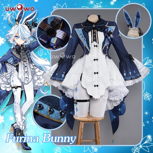 【In Stock】Exclusive Uwowo Genshin Impact Fanart Furina Cute Bunny Suit Cosplay Costume - 【In Stock】S