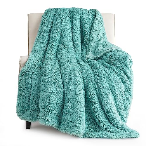 Bedsure Faux Fur Sage Green Throw Blanket – Fuzzy, Fluffy, and Shaggy Sage Blanket, Soft and Thick Sherpa, Cozy Warm Decorative Gift, Throw Blankets for Couch, Sofa, Bed, 50x60 Inches, 640 GSM - Sage Green - Throw (50" x 60")