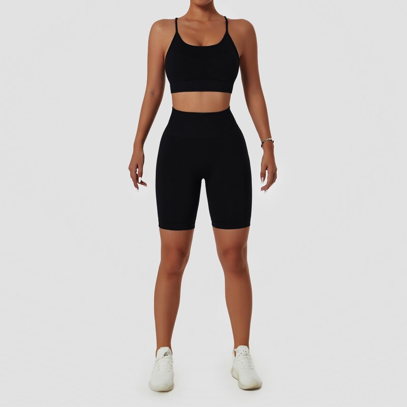 Muse Seamless Shorts Set (Shorts + Top) - Black / S