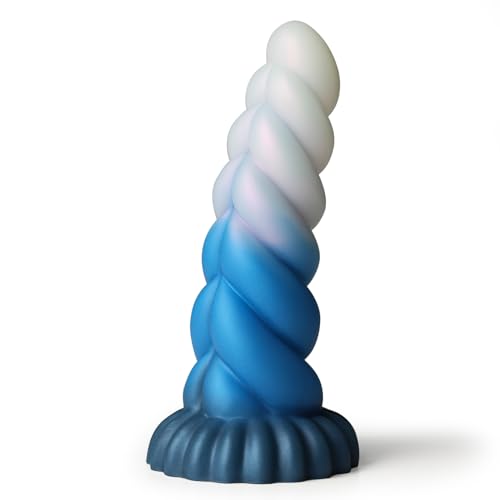 Monster Realistic Dildo for Women: 7.8" Liquid Silicone Fantasy Dildo with Strong Suction Cup, Huge Thick Dildo for Hands-Free Play, Anal Dildo Prostate Massager Adult Sex Toy - 7.8 in - White,blue&dark Blue